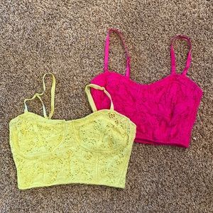 Set of 2 bralette - Decree. Pink Small Yellow Medium.